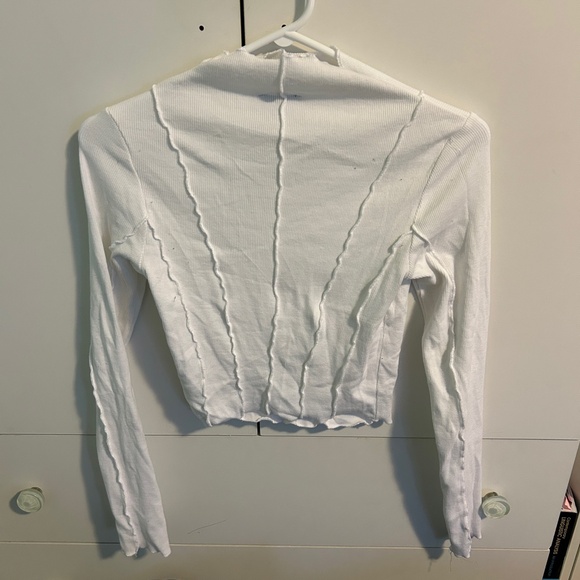 Dynamite White Ribbed Reverse Stitch Mock Neck Long Sleeve White Size Small - Picture 2 of 5